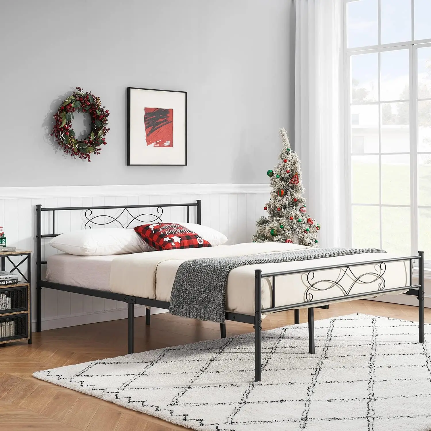 Queen Size Metal Platform Bed Frame With Headboard,No Box Spring Ned/Mattress Foundation,Flower
Queen Size Metal Platform Bed Frame With Headboard,No Box Spring Ned/Mattress Foundation,Flower