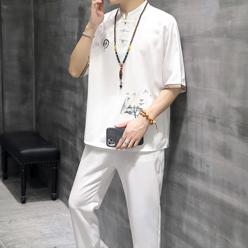 2022 Summer New Suit Men's Chinese Style Embroidered Cotton Linen Suits Casual New Fashionable Men's Short Sleeve T-shirt Men
2022 Summer New Suit Men's Chinese Style Embroidered Cotton Linen Suits Casual New Fashionable Men's Short Sleeve T-shirt Men