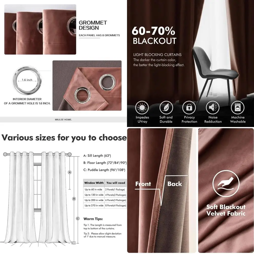 Dusty Rose Velvet Grommet Curtains, 96, Insulated & Soundproof, Ideal for Living Room/Bedroom
Dusty Rose Velvet Grommet Curtains, 96, Insulated & Soundproof, Ideal for Living Room/Bedroom