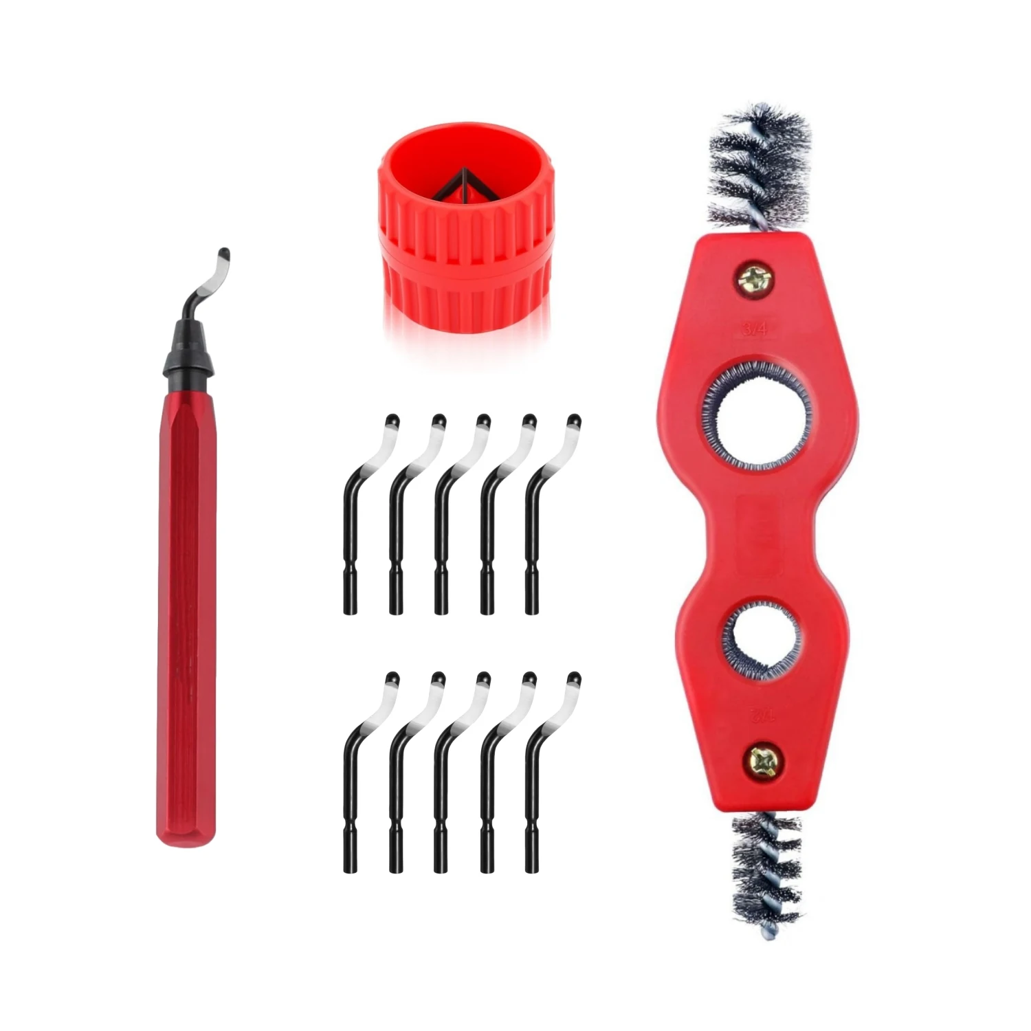 Deburring Tool with 4 in 1 Copper Tubing Brush Reamer Copper Pipe Cleaner Reamer Deburr Brush for Plastic Brass Aluminum Pipes
Deburring Tool with 4 in 1 Copper Tubing Brush Reamer Copper Pipe Cleaner Reamer Deburr Brush for Plastic Brass Aluminum Pipes