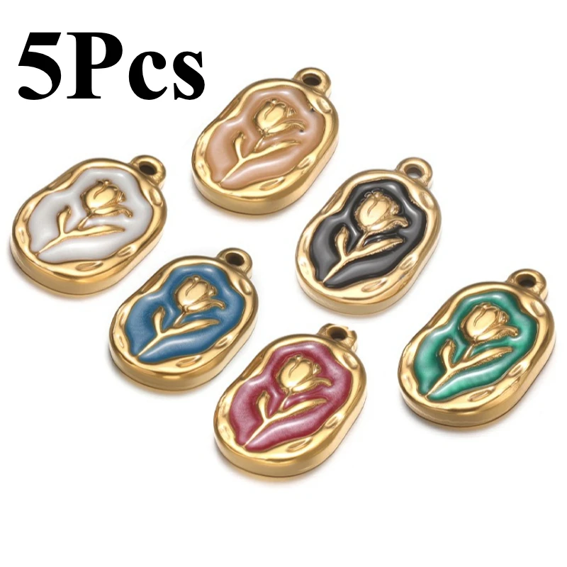 5pcs Stainless Steel Enamel Flower Charms Rose Pendant for Jewelry Making DIY Necklace Earrings Keychain Accessories
5pcs Stainless Steel Enamel Flower Charms Rose Pendant for Jewelry Making DIY Necklace Earrings Keychain Accessories