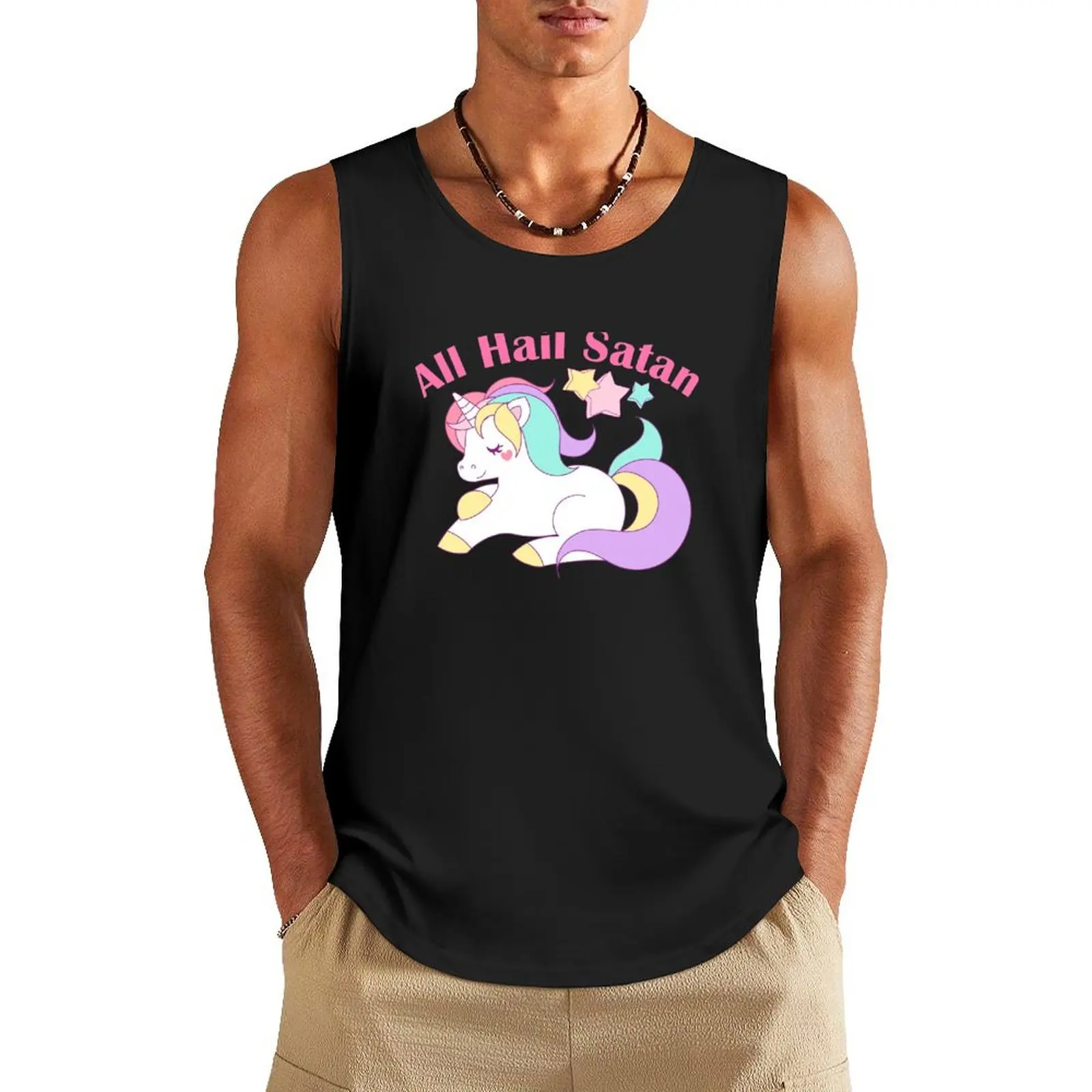 All Hail Satan! Pastel Goth Death Metal Unicorn Parody Tank Top gym clothes man fitness Men's summer vest
All Hail Satan! Pastel Goth Death Metal Unicorn Parody Tank Top gym clothes man fitness Men's summer vest
