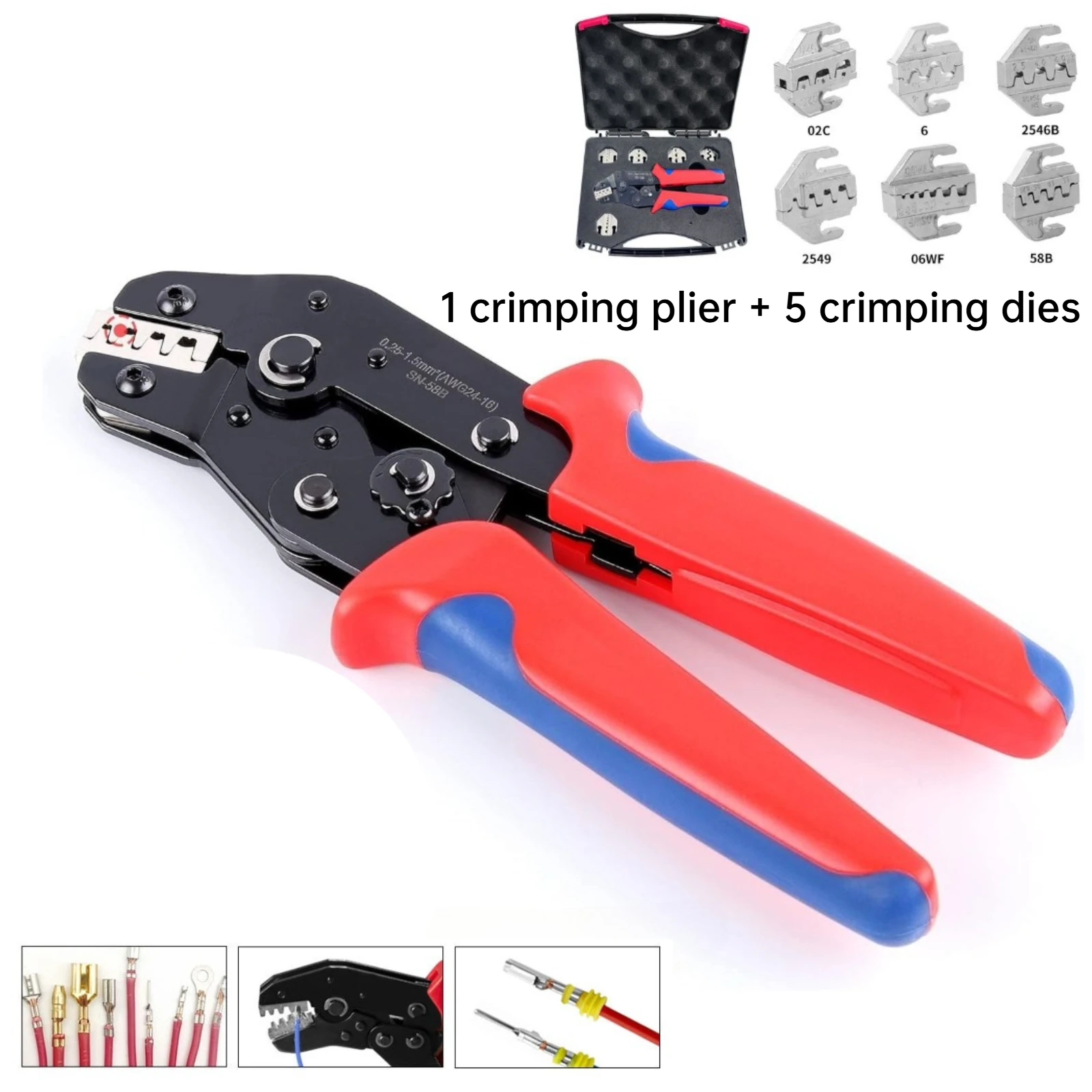 Ratcheting Crimping Tool with Interchangeable Jaws for Heat Shrink Connectors Wire Terminals Electrical Pliers Secure Crimps
Ratcheting Crimping Tool with Interchangeable Jaws for Heat Shrink Connectors Wire Terminals Electrical Pliers Secure Crimps