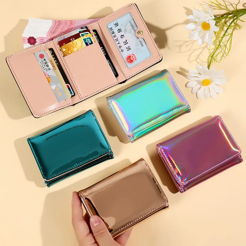 New Card Wallet Laser Three Fold Wallet fashion high-grade short solid color wallet driver's license multi-function card bag
New Card Wallet Laser Three Fold Wallet fashion high-grade short solid color wallet driver's license multi-function card bag