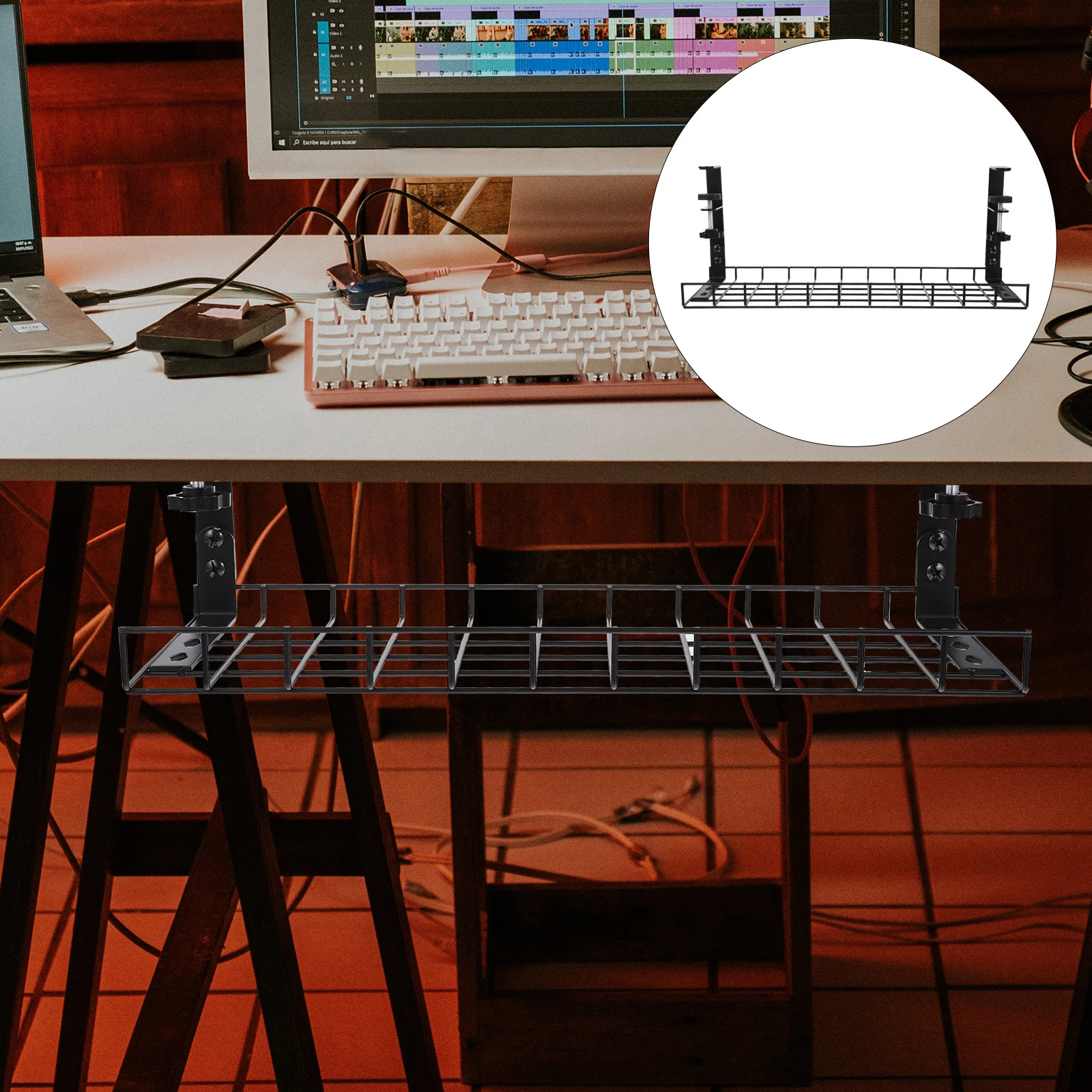 Wire Management Rack Black 500mm Desk Cable ganizer Under Table Shelf Storage Bracket Premium Material Practical Design
Wire Management Rack Black 500mm Desk Cable ganizer Under Table Shelf Storage Bracket Premium Material Practical Design