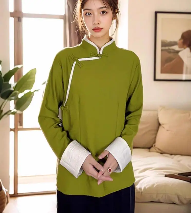 Chinese Tibetan Clothing Women's Shirt Improvement Top Chinese Retro Pan Button Tibetan Shirt
Chinese Tibetan Clothing Women's Shirt Improvement Top Chinese Retro Pan Button Tibetan Shirt