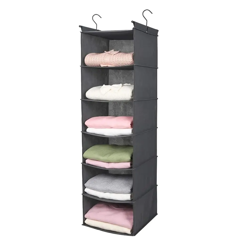 6 Tier Shelf Hanging Closet Organizer, Closet Hanging Shelf With 2 Sturdy Hooks For Storage, Foldable (Grey)
6 Tier Shelf Hanging Closet Organizer, Closet Hanging Shelf With 2 Sturdy Hooks For Storage, Foldable (Grey)