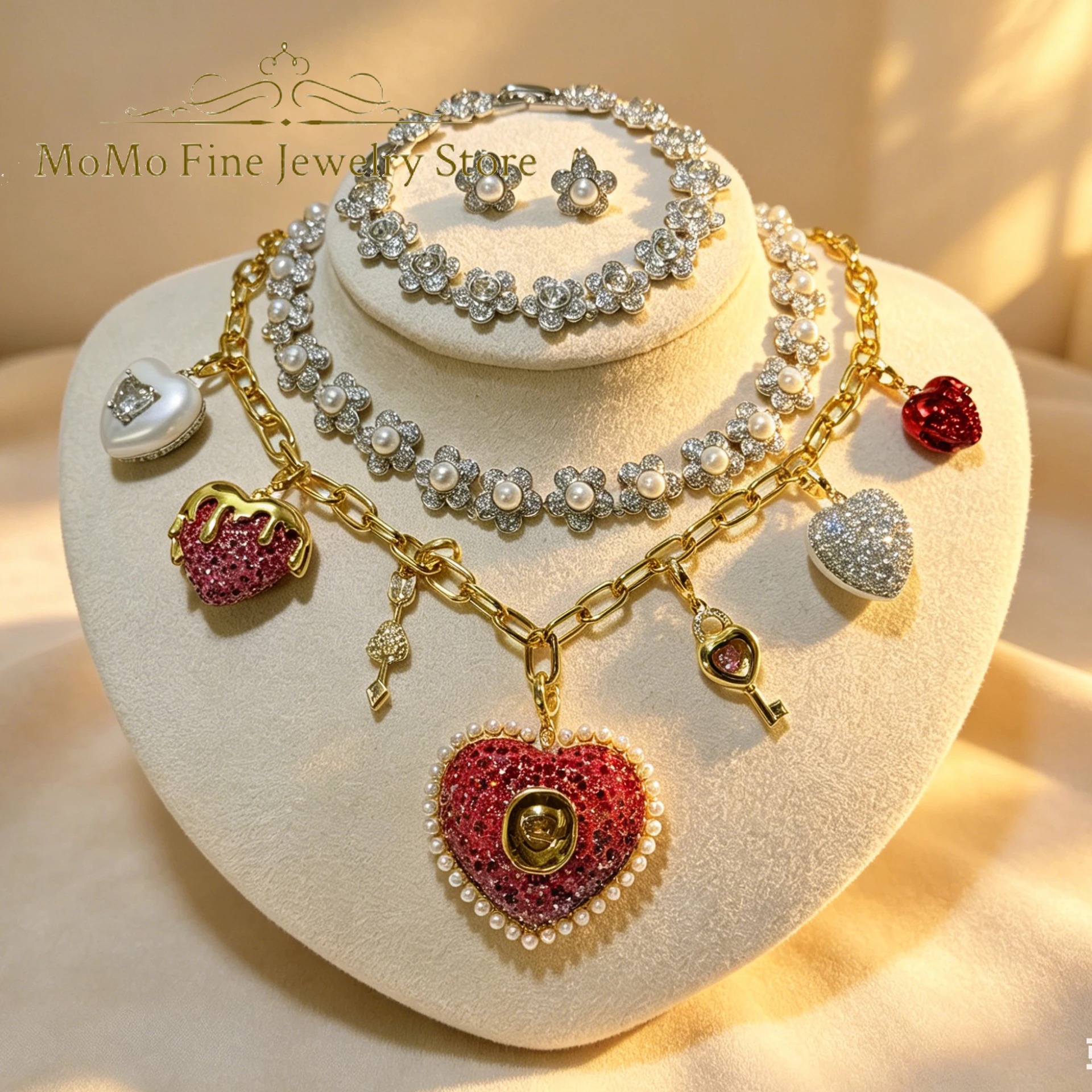 2026 New Trend Luxury Anniversary Jewelry Sets Charm Pink Heart Shaped White Flower Crystal High Quality Women's Pearl Necklaces
2026 New Trend Luxury Anniversary Jewelry Sets Charm Pink Heart Shaped White Flower Crystal High Quality Women's Pearl Necklaces