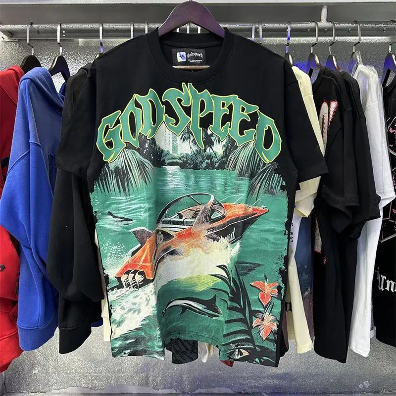 Luxury Design GOD SPEED Men's T-shirts Boat Shark Fresh Color Print Logo Top Tees Designer Brand Men's T-shirts
Luxury Design GOD SPEED Men's T-shirts Boat Shark Fresh Color Print Logo Top Tees Designer Brand Men's T-shirts