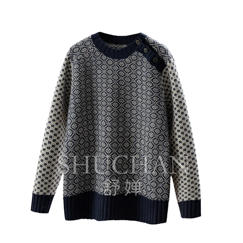 Ice Snowflake, Ark 100 Merino Wool Double Jacquard Contrast Color Sweater Women's 76B5 Thick Winter Pullover
Ice Snowflake, Ark 100 Merino Wool Double Jacquard Contrast Color Sweater Women's 76B5 Thick Winter Pullover