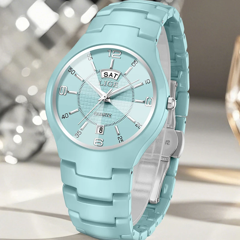 LIGE Women's wristwatch luxury Women's Watch Ceramic Fashion Elegant Ladies Week Calendar quartz Clock watches watch reloj+BOX
LIGE Women's wristwatch luxury Women's Watch Ceramic Fashion Elegant Ladies Week Calendar quartz Clock watches watch reloj+BOX