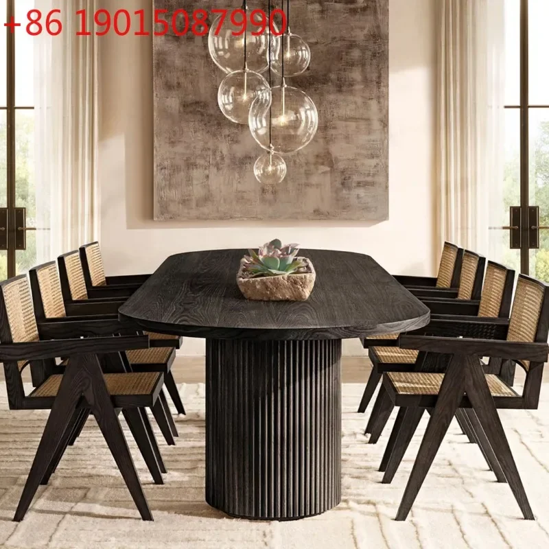 American RH Solid Wood Dining Table Middle Ancient Wabi Wind Oval Dining Hotel Villa Conference
American RH Solid Wood Dining Table Middle Ancient Wabi Wind Oval Dining Hotel Villa Conference