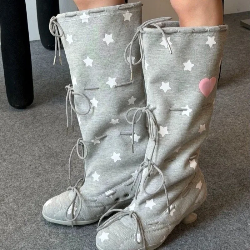 Fall 2026 New Star Lace-Up Big Tube Wrap Heeled Boots Cloth Breathable Heels
Fall 2026 New Star Lace-Up Big Tube Wrap Heeled Boots Cloth Breathable Heels