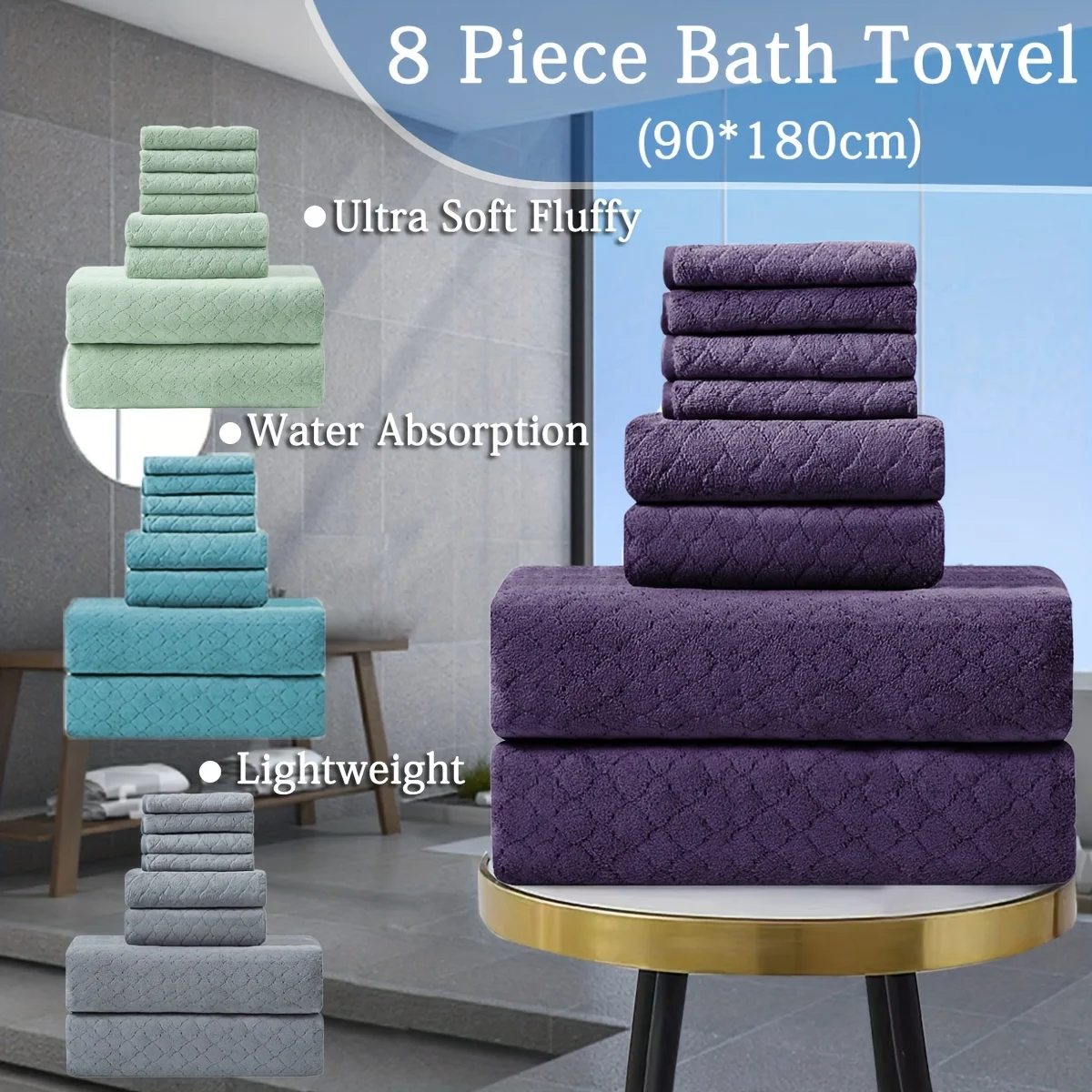 8pcs Oversized Bath Towel Set-2 Extra Large Bath Towel Sheets, 2 Hand Towels, 4 Washcloths Soft Highly Absorbent Quick Dry Showe
8pcs Oversized Bath Towel Set-2 Extra Large Bath Towel Sheets, 2 Hand Towels, 4 Washcloths Soft Highly Absorbent Quick Dry Showe