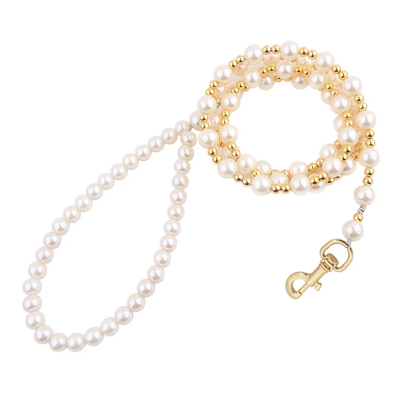 120cm/4ft Custome Dog Cat Pearl Leash Gold Snap Hook for Small Medium Dogs, Puppy Wedding Birthday Party Pet Accessories
120cm/4ft Custome Dog Cat Pearl Leash Gold Snap Hook for Small Medium Dogs, Puppy Wedding Birthday Party Pet Accessories