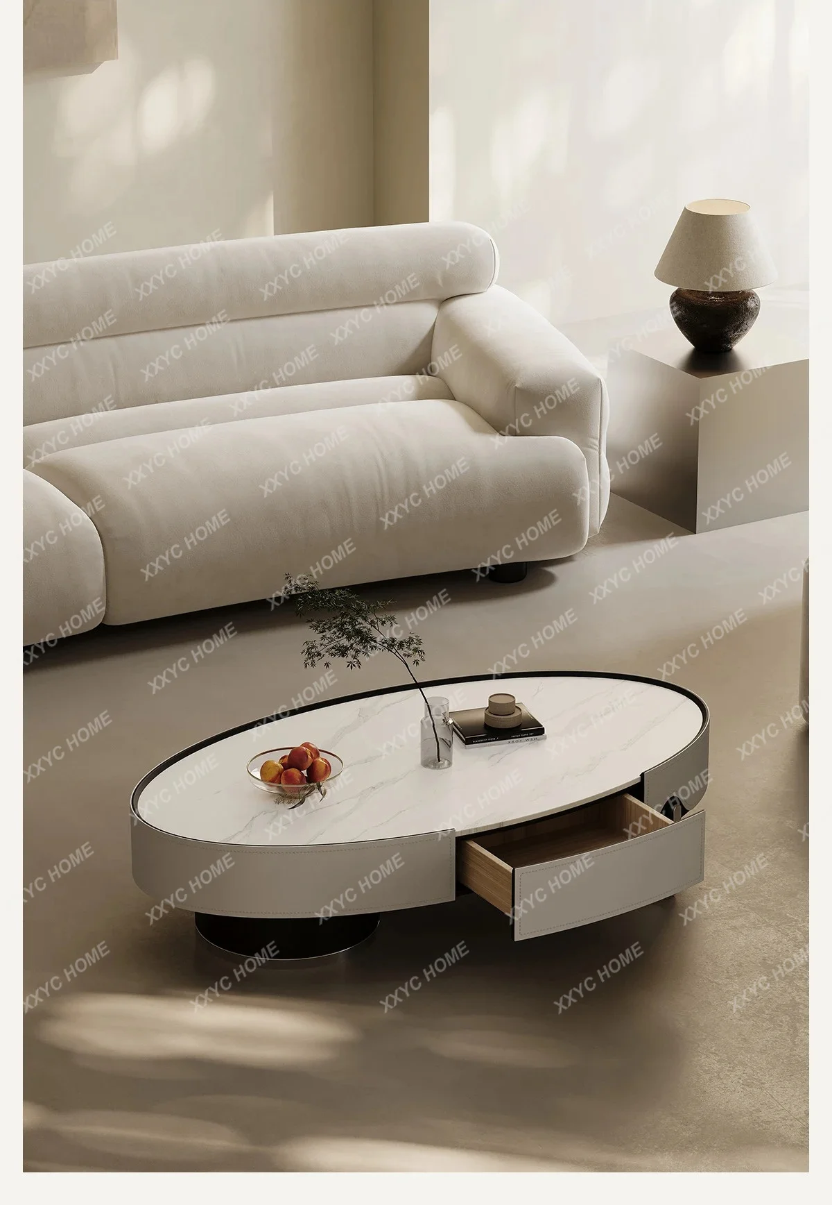 A506 Modern minimalist coffee table rock slab oval minimalist living room home TV cabinet combination
A506 Modern minimalist coffee table rock slab oval minimalist living room home TV cabinet combination
