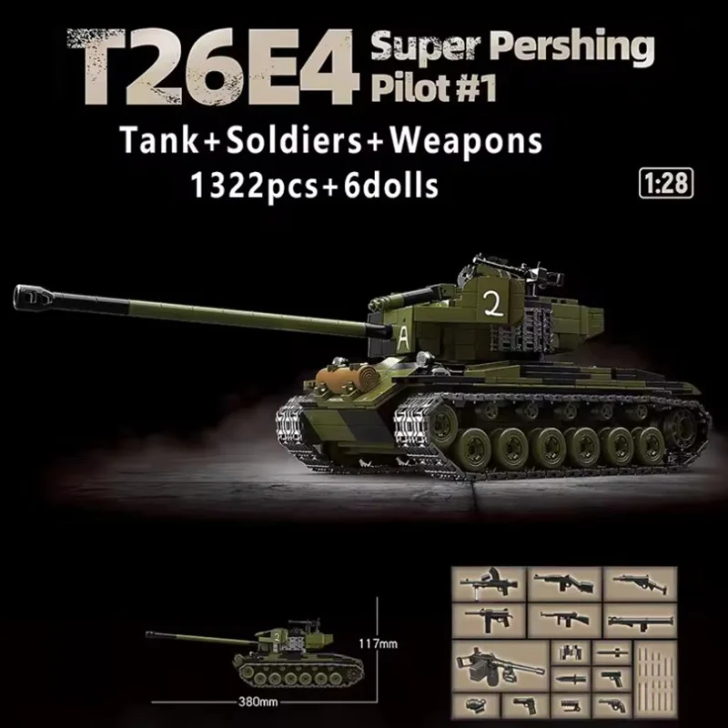 US Army T26E4 Super Pershing Heavy Tank No.1 Experimental Vehicle Model Building Blocks Educational Assembly Toy for Children
US Army T26E4 Super Pershing Heavy Tank No.1 Experimental Vehicle Model Building Blocks Educational Assembly Toy for Children
