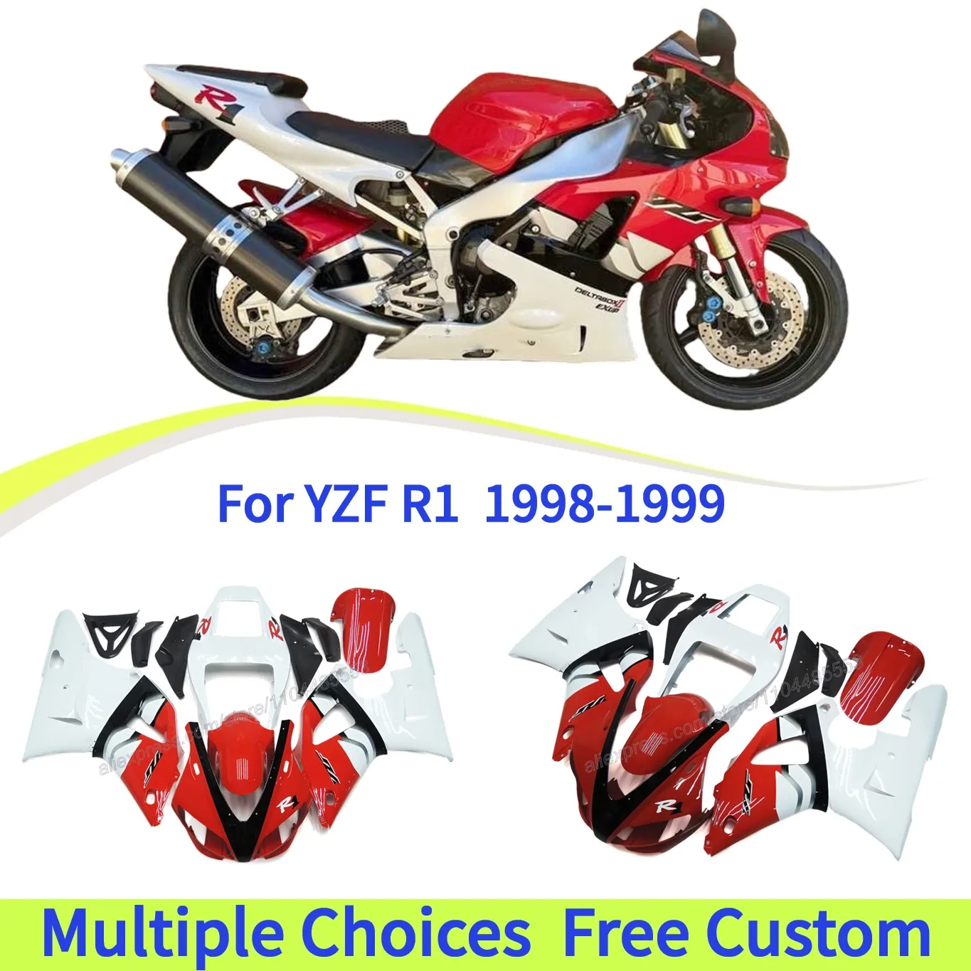 YZF R1 1998 1999 Fairing Body Kit For YAMAHA YZFR1 98-99 ABS Plastic Injection Bodywork set
YZF R1 1998 1999 Fairing Body Kit For YAMAHA YZFR1 98-99 ABS Plastic Injection Bodywork set