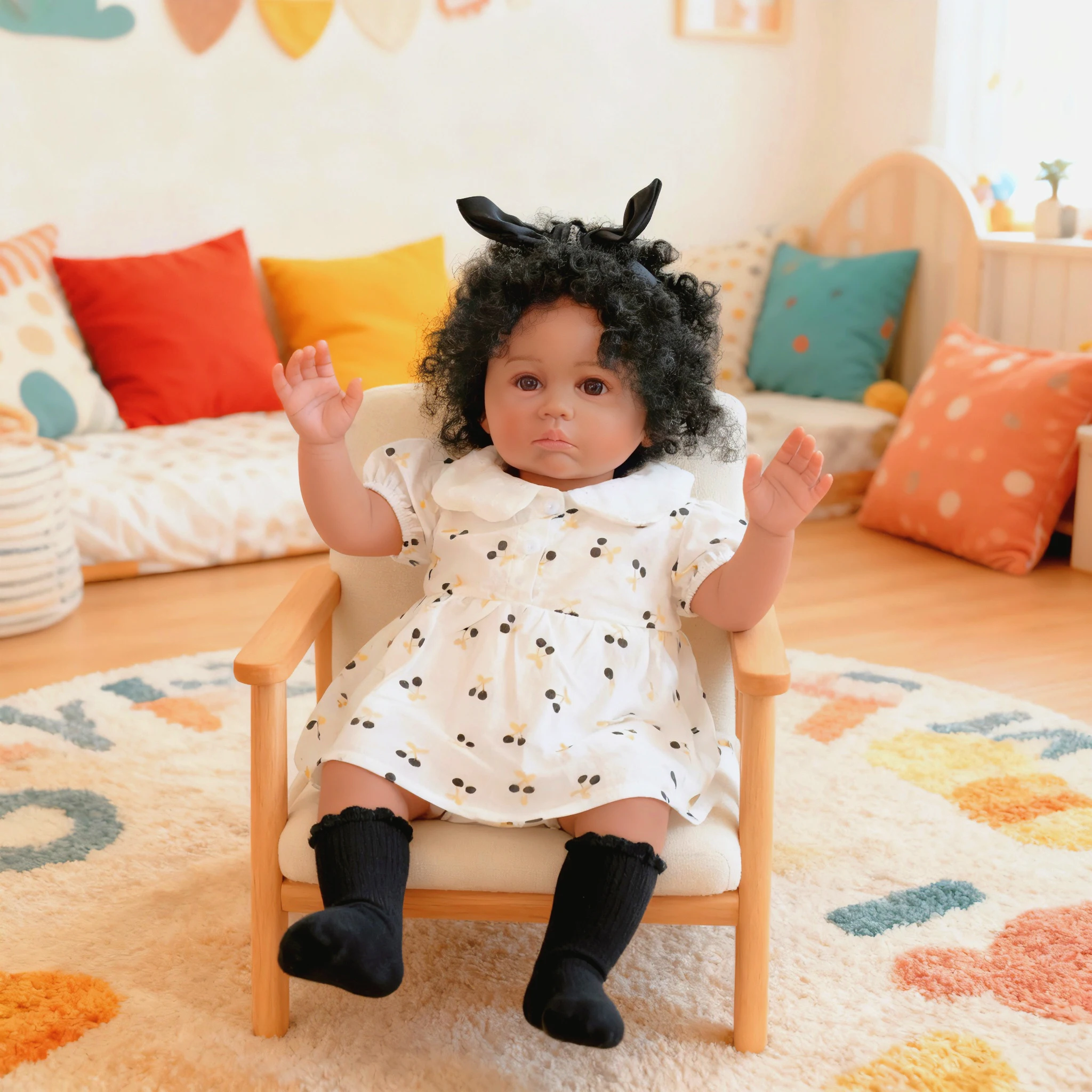 NPK 24 Inch Toddler Girl Julieata Doll with Dark Skin Soft Silicone Vinyl Reborn with White Clothes Hand Rooted Curly Hair
NPK 24 Inch Toddler Girl Julieata Doll with Dark Skin Soft Silicone Vinyl Reborn with White Clothes Hand Rooted Curly Hair