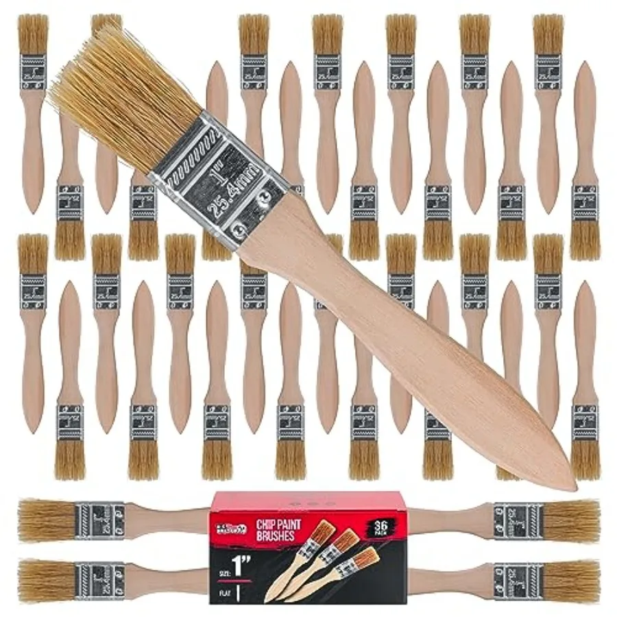 Pack of 1 inch Paint and Chip Paint Brushes for Paint, Stains, Varnishes, Glues, and Gesso
Pack of 1 inch Paint and Chip Paint Brushes for Paint, Stains, Varnishes, Glues, and Gesso