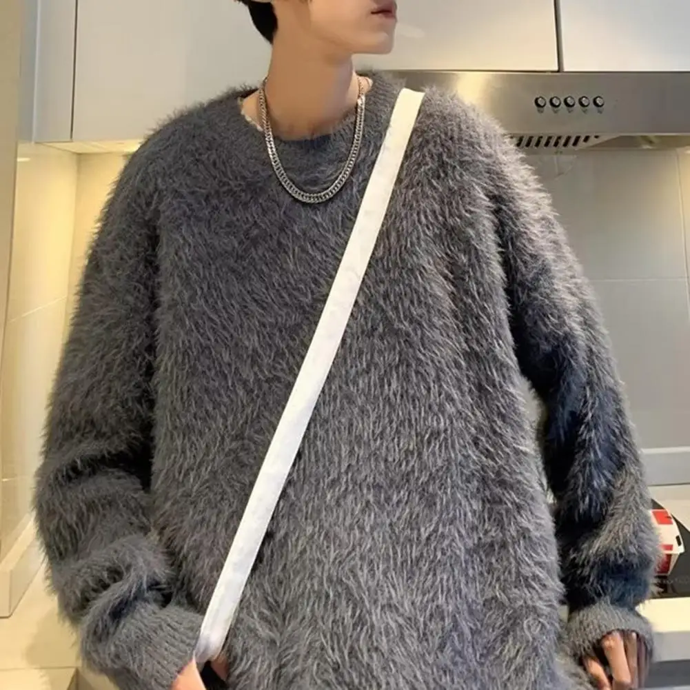 Men Outerwear Long-sleeve Pullover Sweater Cozy Oversized Men's Sweater with Fluffy Texture Round Neck Long Sleeves for Daily
Men Outerwear Long-sleeve Pullover Sweater Cozy Oversized Men's Sweater with Fluffy Texture Round Neck Long Sleeves for Daily