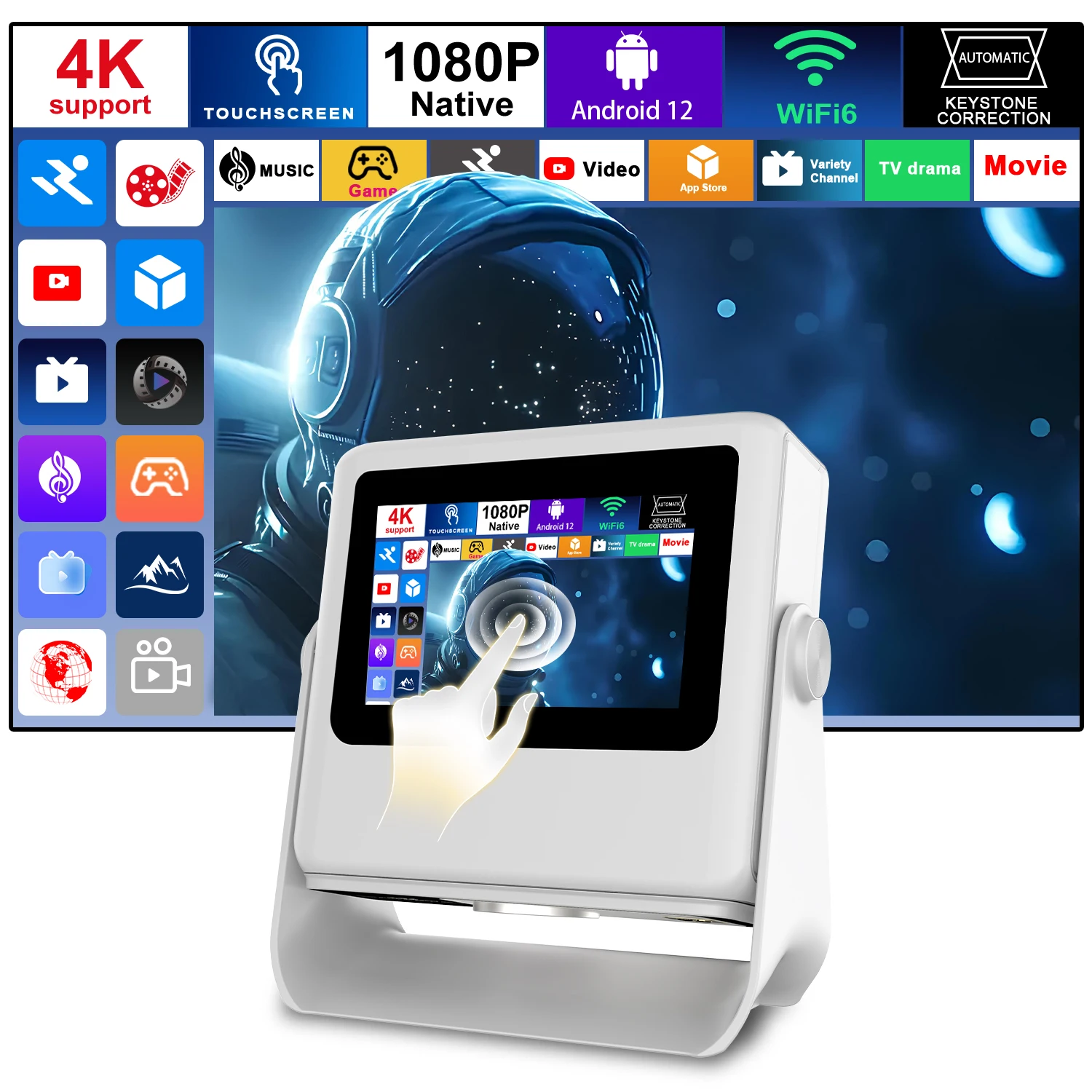 3-in-1 Android 12 Projector Tablet Speaker 7" 1080P 4K Auto Focus 180° Rotate HDMI USB Portable Outdoor Movie
3-in-1 Android 12 Projector Tablet Speaker 7" 1080P 4K Auto Focus 180° Rotate HDMI USB Portable Outdoor Movie