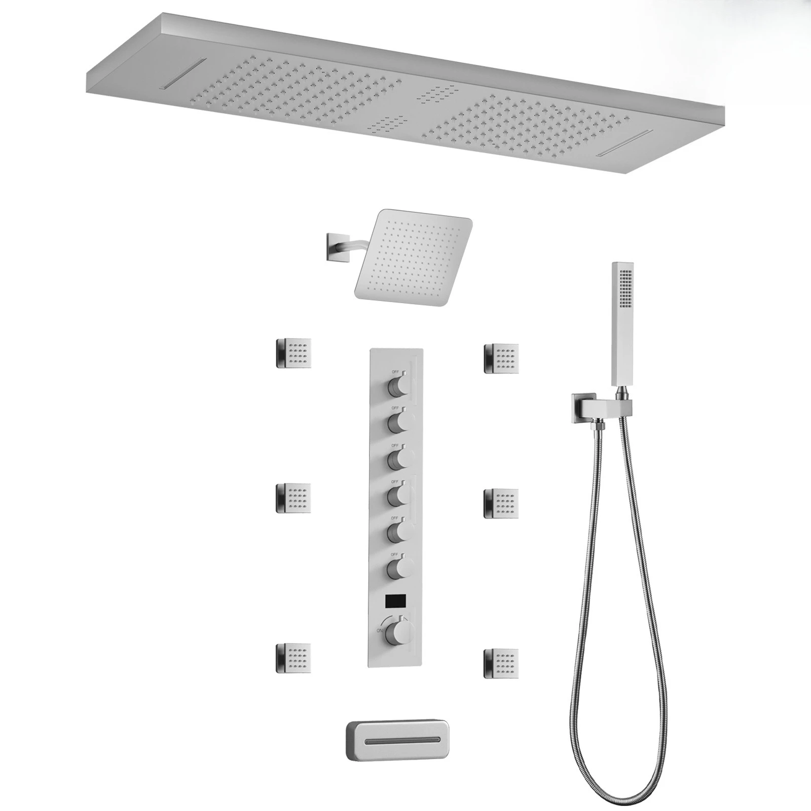 Simple concealed shower shower set, household bathroom stainless steel pressurized nozzle, bathroom hardware faucet
Simple concealed shower shower set, household bathroom stainless steel pressurized nozzle, bathroom hardware faucet