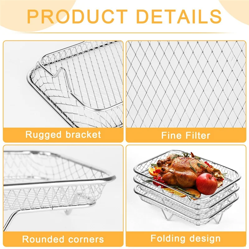 B07B-Stackable Rectangular Air Fryer Shelves, 304 Stainless Steel, 3 Tiers For Enhanced Air-Frying
B07B-Stackable Rectangular Air Fryer Shelves, 304 Stainless Steel, 3 Tiers For Enhanced Air-Frying
