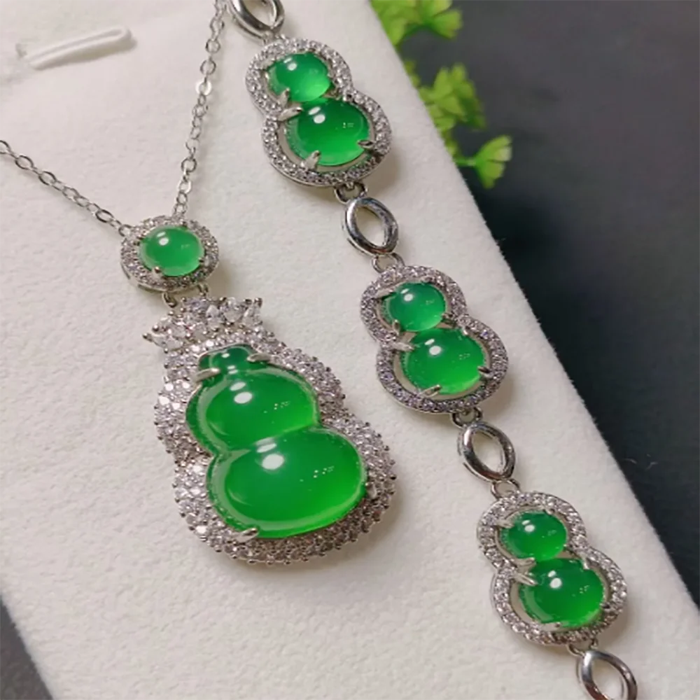 Ювелирный Комплект из натурального зеленого нефрита, Женский подлинный Браслет из Мьянмы и нефрита, Роскошные Ювелирные наборы из нефрита 
Ювелирный Комплект из натурального зеленого нефрита, Женский подлинный Браслет из Мьянмы и нефрита, Роскошные Ювелирные наборы из нефрита