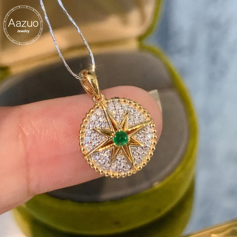 Aazuo Vintage 18K Pure Yellow Gold Real Diamond Natrual Emerald Star Round Only Pendent Gift For Women Engagement Party Au750
Aazuo Vintage 18K Pure Yellow Gold Real Diamond Natrual Emerald Star Round Only Pendent Gift For Women Engagement Party Au750