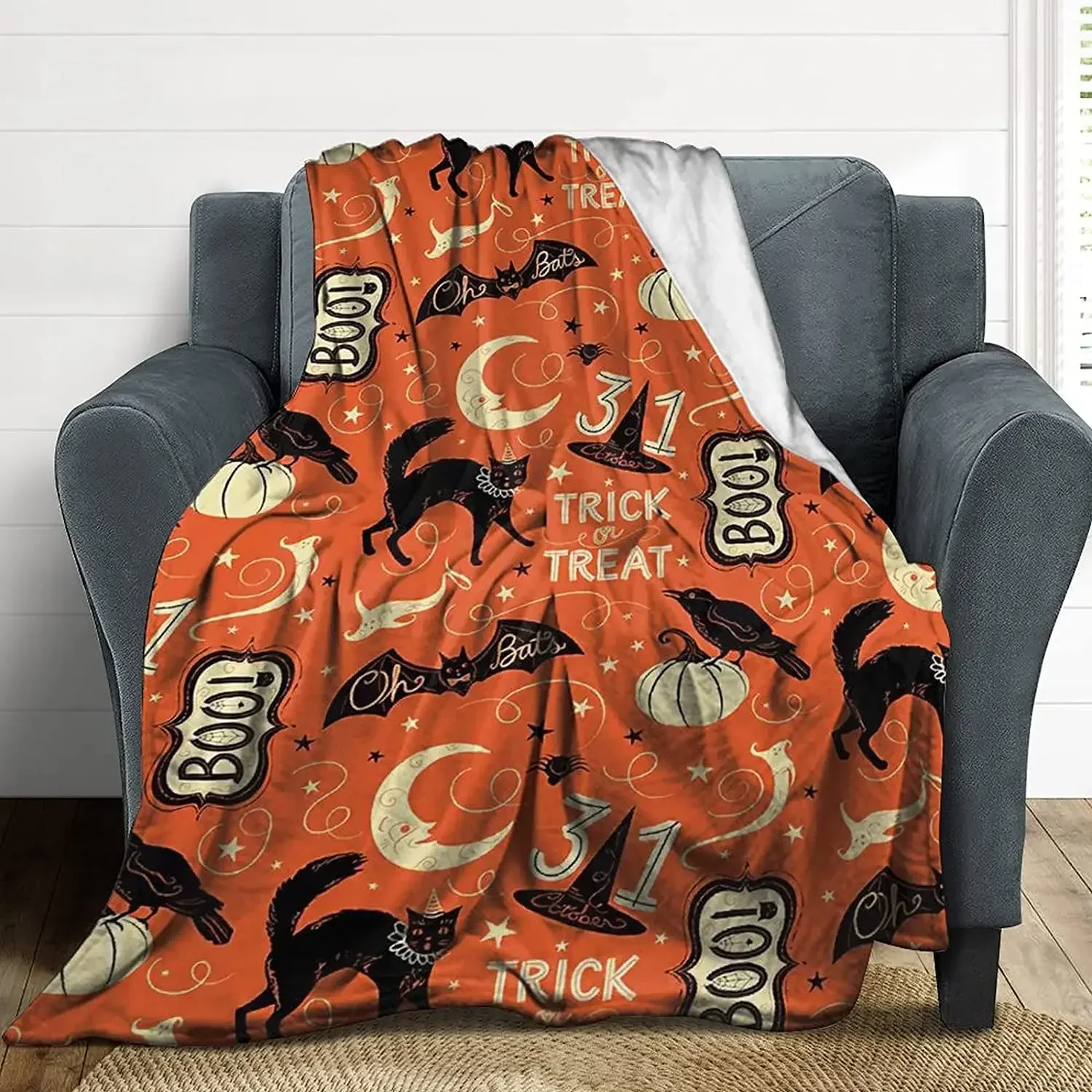Happy Halloween Pumpkin Cat Bats Witch's Ghost Flannel Fleece Throw Blanket for Couch Bed Super Warm Soft Cozy Plush Custom
Happy Halloween Pumpkin Cat Bats Witch's Ghost Flannel Fleece Throw Blanket for Couch Bed Super Warm Soft Cozy Plush Custom