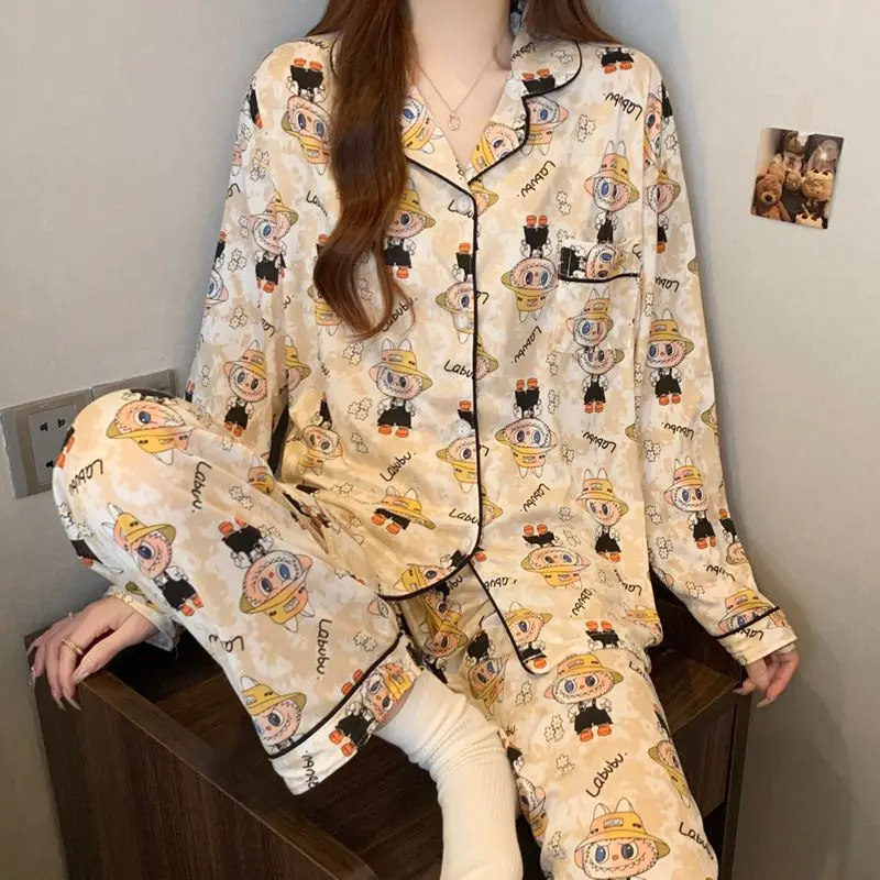 New Hot Cartoon Labubu Graffiti Long Sleeve Pajamas Female Spring Summer 2 Piece Pajamas Set Cute Nighty Women Loungewear Suit
New Hot Cartoon Labubu Graffiti Long Sleeve Pajamas Female Spring Summer 2 Piece Pajamas Set Cute Nighty Women Loungewear Suit