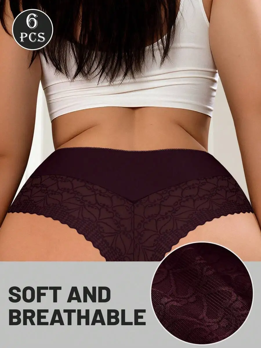 6 Pcs Women Lace Trim Mesh Panties Soft Breathable Low Rise Underwear
6 Pcs Women Lace Trim Mesh Panties Soft Breathable Low Rise Underwear