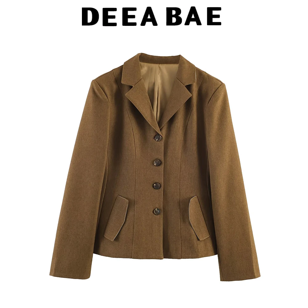 DEEABAE New women's clothing simple fashionable casual temperament waist cinched single breasted suit jacket
DEEABAE New women's clothing simple fashionable casual temperament waist cinched single breasted suit jacket