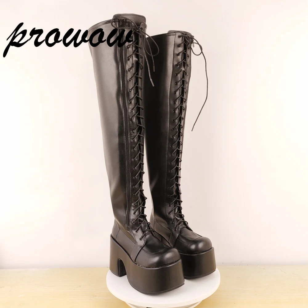 Prowow Женские сапоги до колена на шнуровке на массивном высоком каблуке Сексуальные сапоги на платформе Женская обувь ручной работы Женский большой размер 41 46 52
Prowow Женские сапоги до колена на шнуровке на массивном высоком каблуке Сексуальные сапоги на платформе Женская обувь ручной работы Женский большой размер 41 46 52