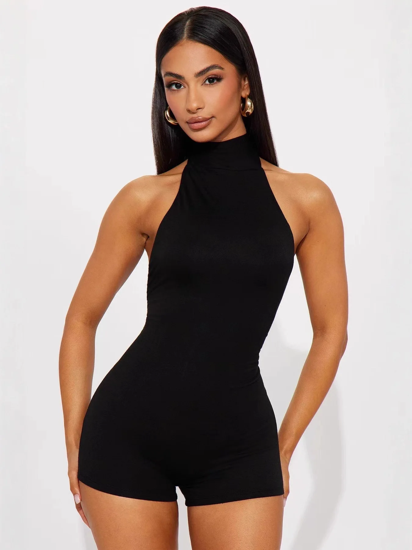 Sexy Hanging Neck Tie Backless Jumpsuit Street Style mid Waist Short Pants Polyester Fabric Straight Leg Summer Online Exclusive
Sexy Hanging Neck Tie Backless Jumpsuit Street Style mid Waist Short Pants Polyester Fabric Straight Leg Summer Online Exclusive