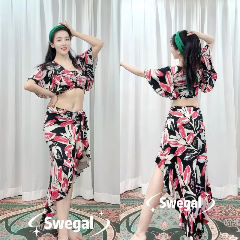 Customized SWEGAL Belly Dance Costumes Practice Dress Black and Red Leaves Lotus Leaf Sleeves Lace Wrapped Skirt Milk Silk
Customized SWEGAL Belly Dance Costumes Practice Dress Black and Red Leaves Lotus Leaf Sleeves Lace Wrapped Skirt Milk Silk
