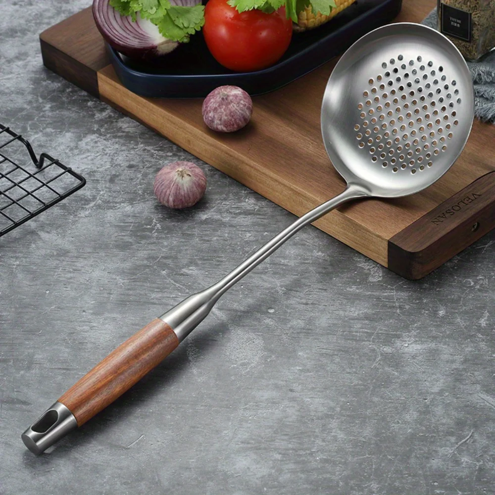 1pc, Stainless Steel Water Filter Spoon With Long Handle, Skimmer Spoon, Spatula, Hot Pot Colander, Cooking Spoon, Wooden Handle
1pc, Stainless Steel Water Filter Spoon With Long Handle, Skimmer Spoon, Spatula, Hot Pot Colander, Cooking Spoon, Wooden Handle