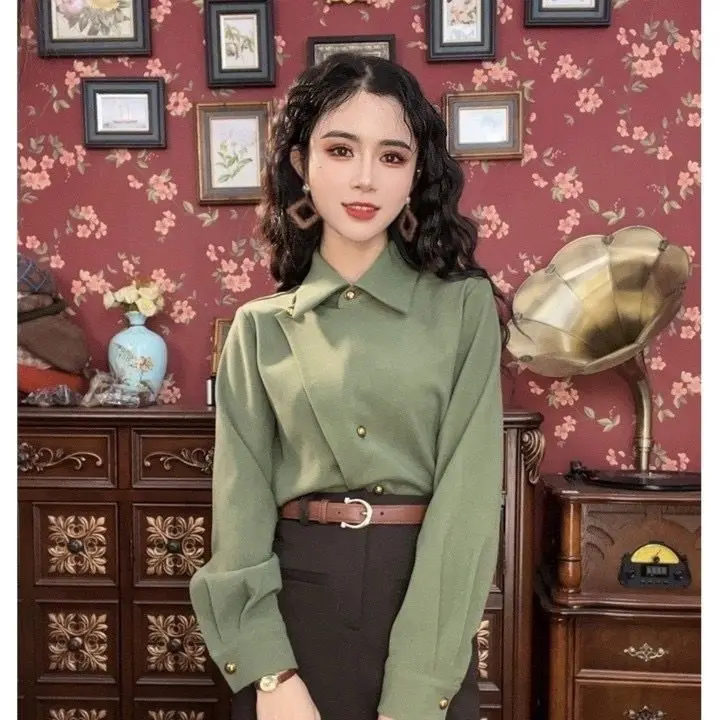 Женская хлопковая рубашка, весна-осень-зима 2025, новые повседневные рубашки с длинными рукавами и начесом, топы для девочек, блузка, женская JJ269 
Женская хлопковая рубашка, весна-осень-зима 2025, новые повседневные рубашки с длинными рукавами и начесом, топы для девочек, блузка, женская JJ269