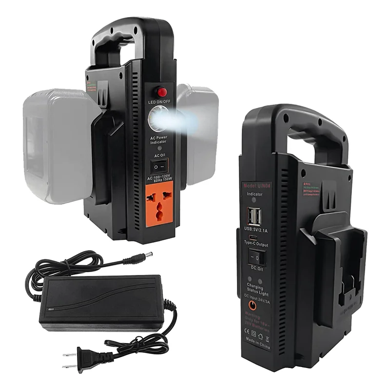 A60F-150W Portable Power Supply Inverter Accessory Part For 18V Lithium Battery, 2-Channel Power Generator USB Power Station US
A60F-150W Portable Power Supply Inverter Accessory Part For 18V Lithium Battery, 2-Channel Power Generator USB Power Station US