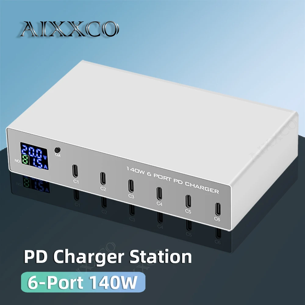 AIXXCO 140 Вт, 6 портов PD, быстрое зарядное устройство, 30 Вт, станция быстрой зарядки Multi USB-C со светодиодным дисплеем для IPhone 14 13 Samsung Xiaomi Ipad
AIXXCO 140 Вт, 6 портов PD, быстрое зарядное устройство, 30 Вт, станция быстрой зарядки Multi USB-C со светодиодным дисплеем для IPhone 14 13 Samsung Xiaomi Ipad