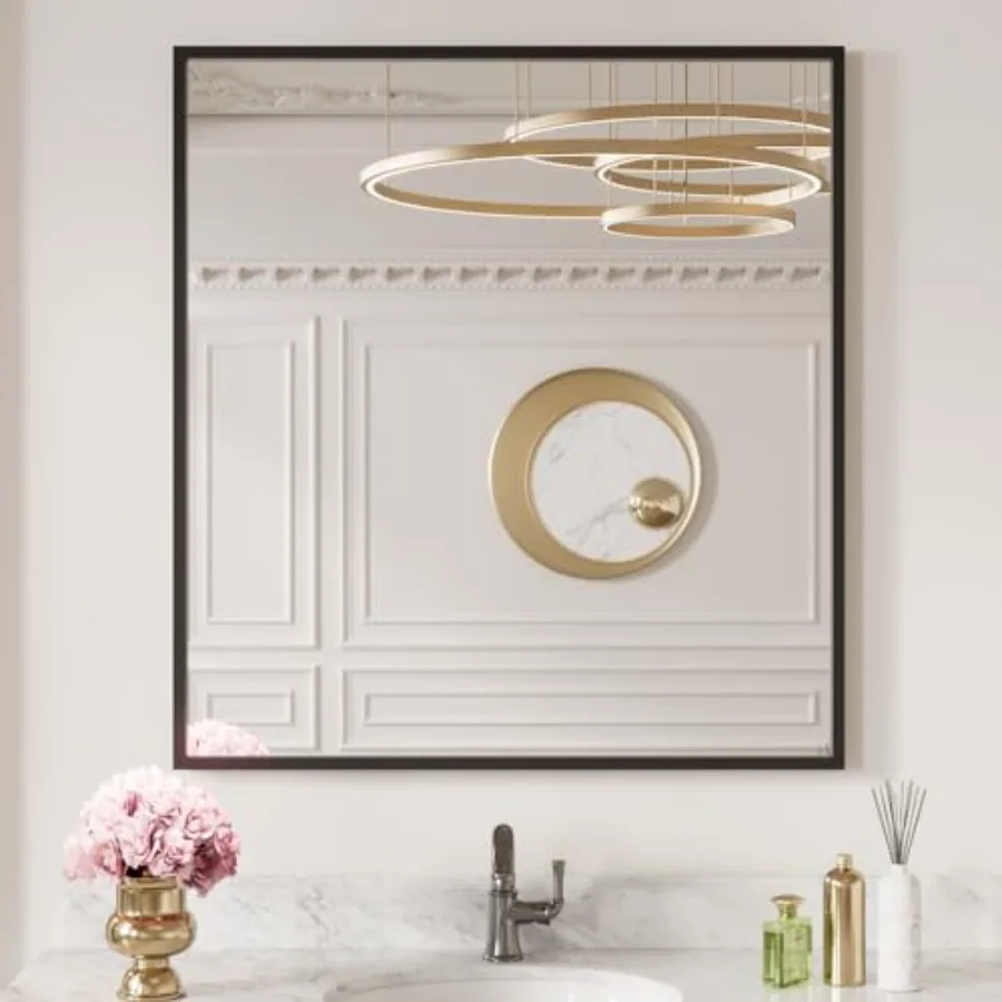 30"X36" Rectangle Bathroom Mirror Wall, Matte Aluminum Alloy Frame, Tempered Glass, Hangs Vertically or Horizontally, Easy to I
30"X36" Rectangle Bathroom Mirror Wall, Matte Aluminum Alloy Frame, Tempered Glass, Hangs Vertically or Horizontally, Easy to I