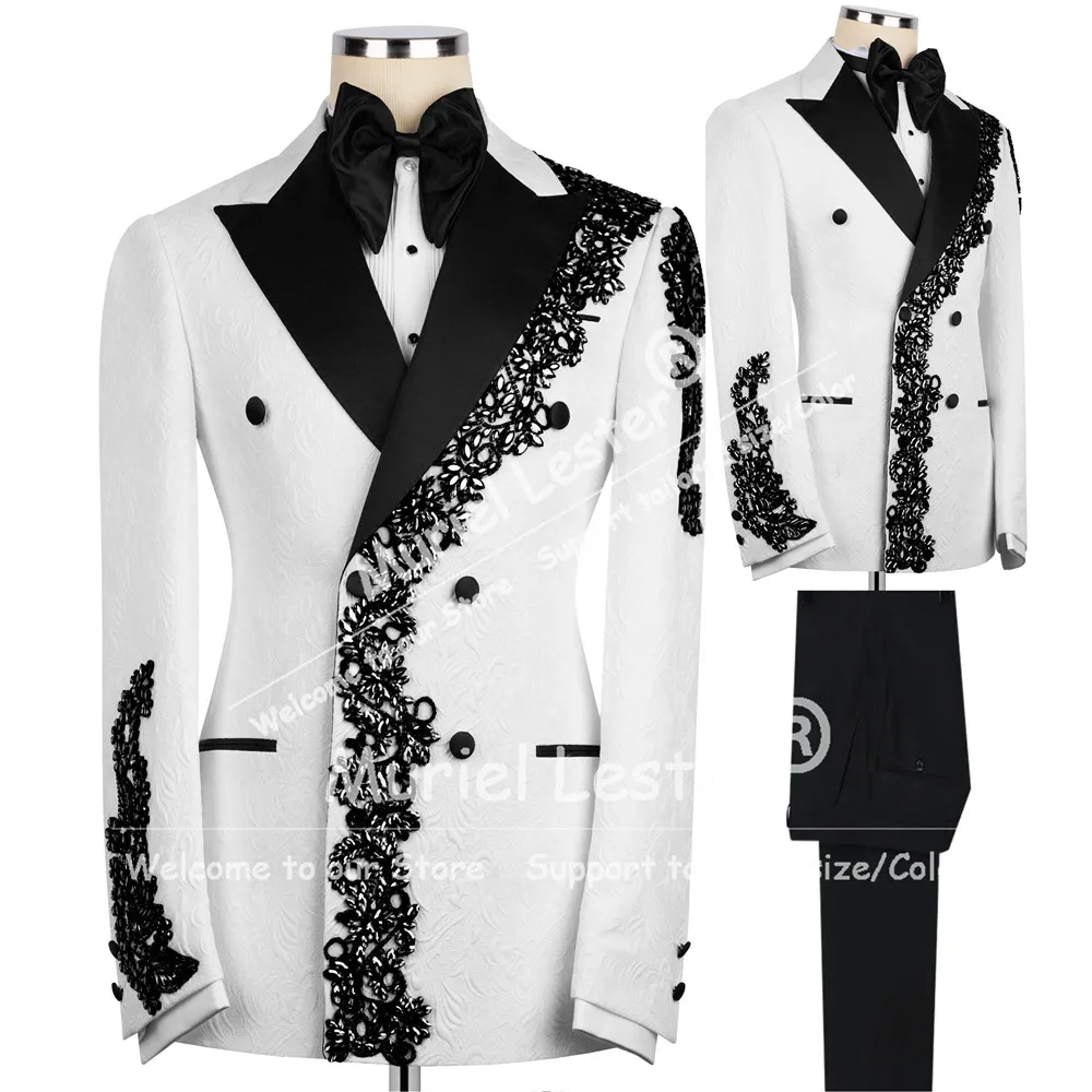 Luxury Men's Suit Jacquard Beaded Stones Groom Blazers Customized Double Breasted Jacket Pants 2Piece Sets Man Banquet Tuxedos
Luxury Men's Suit Jacquard Beaded Stones Groom Blazers Customized Double Breasted Jacket Pants 2Piece Sets Man Banquet Tuxedos