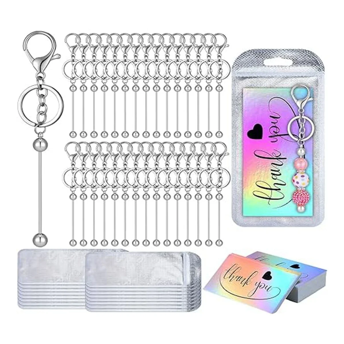 ABP-Set of 30 DIY Keychain Supplies Includes Beaded Keychains Resealable Bags for DIY Craft Keychain Projects Pendant Gift
ABP-Set of 30 DIY Keychain Supplies Includes Beaded Keychains Resealable Bags for DIY Craft Keychain Projects Pendant Gift