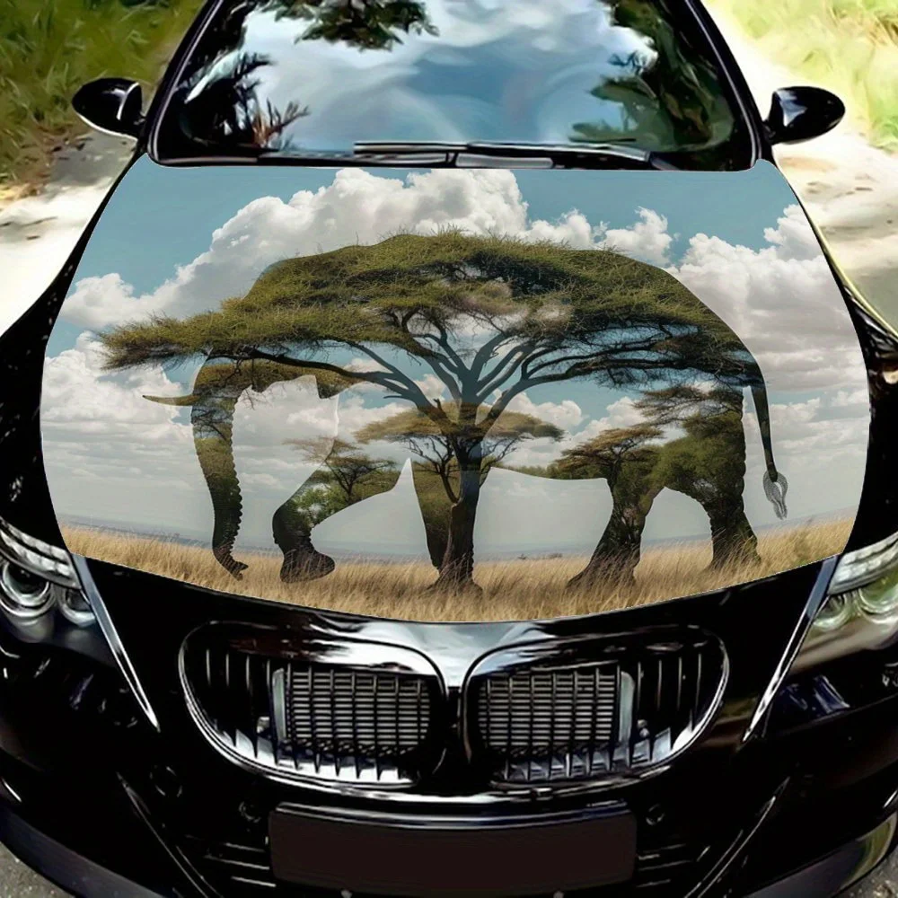 Elephant totem: grassland scenery graphics in the outline of the elephant; car vinyl wraps, vinyl car bonnet graphics, natural v
Elephant totem: grassland scenery graphics in the outline of the elephant; car vinyl wraps, vinyl car bonnet graphics, natural v