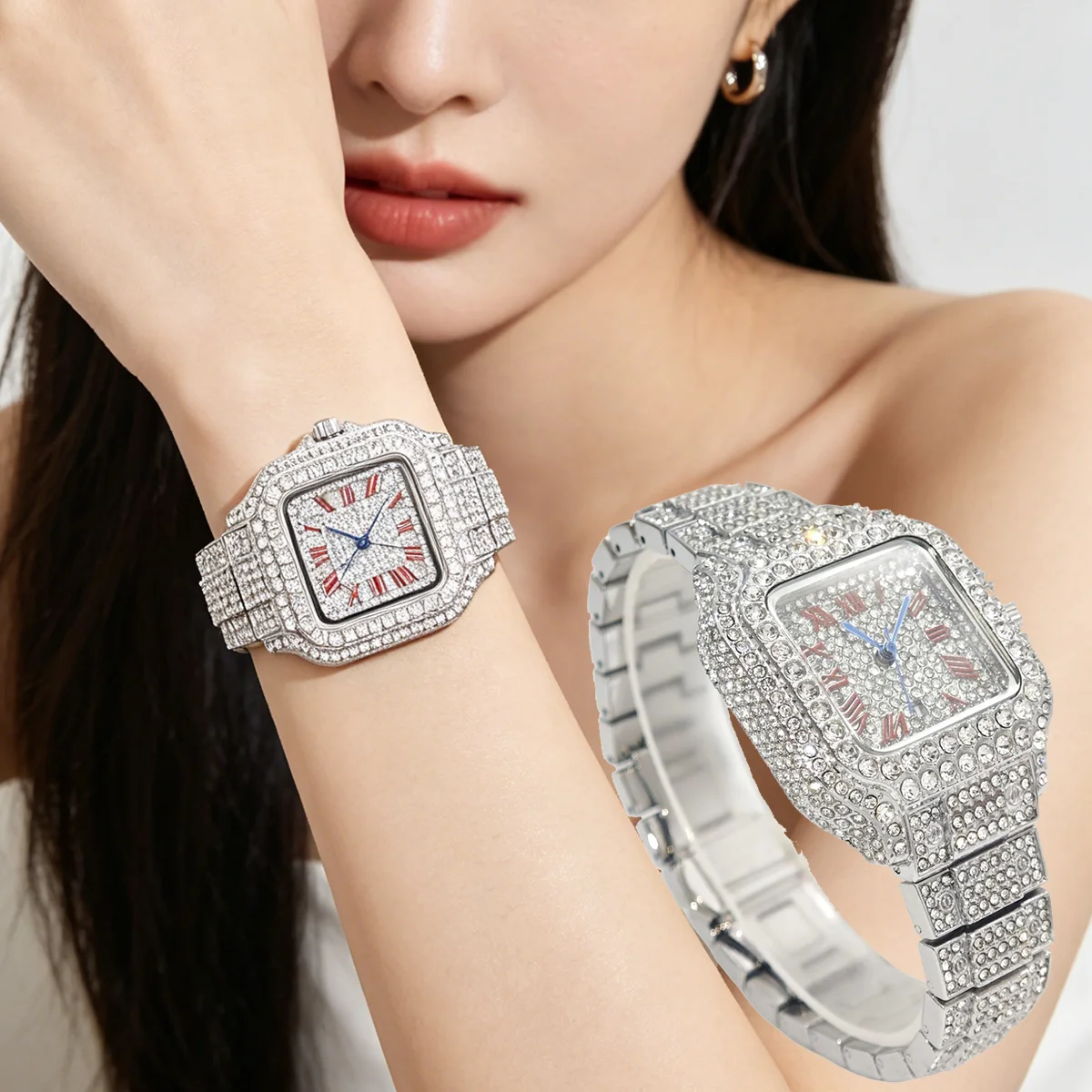 UNIGUET Full Diamond Watch For Women Luxury Silver with Blue Roman Numerals Iced Out Shiny Square Watch Lady Gift 2026 New
UNIGUET Full Diamond Watch For Women Luxury Silver with Blue Roman Numerals Iced Out Shiny Square Watch Lady Gift 2026 New