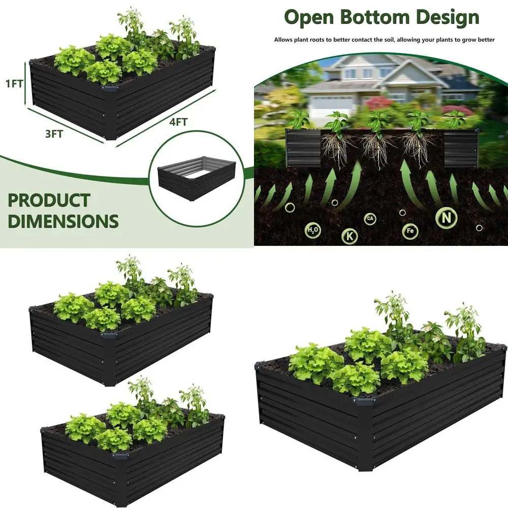 4x3x1FT Galvanized Metal Raised Garden Beds, 2-Pack, Large Planter Boxes for Vegetables, Flowers, and Herbs - Black
4x3x1FT Galvanized Metal Raised Garden Beds, 2-Pack, Large Planter Boxes for Vegetables, Flowers, and Herbs - Black