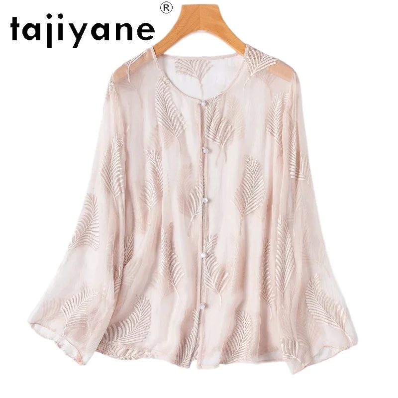 TAJIYANE 100% Natural Mulberry Silk Shirt Women Pink Embroidered Blouse Semi-Sheer Summer Tops for Women Clothing 2026 рубашка
TAJIYANE 100% Natural Mulberry Silk Shirt Women Pink Embroidered Blouse Semi-Sheer Summer Tops for Women Clothing 2026 рубашка
