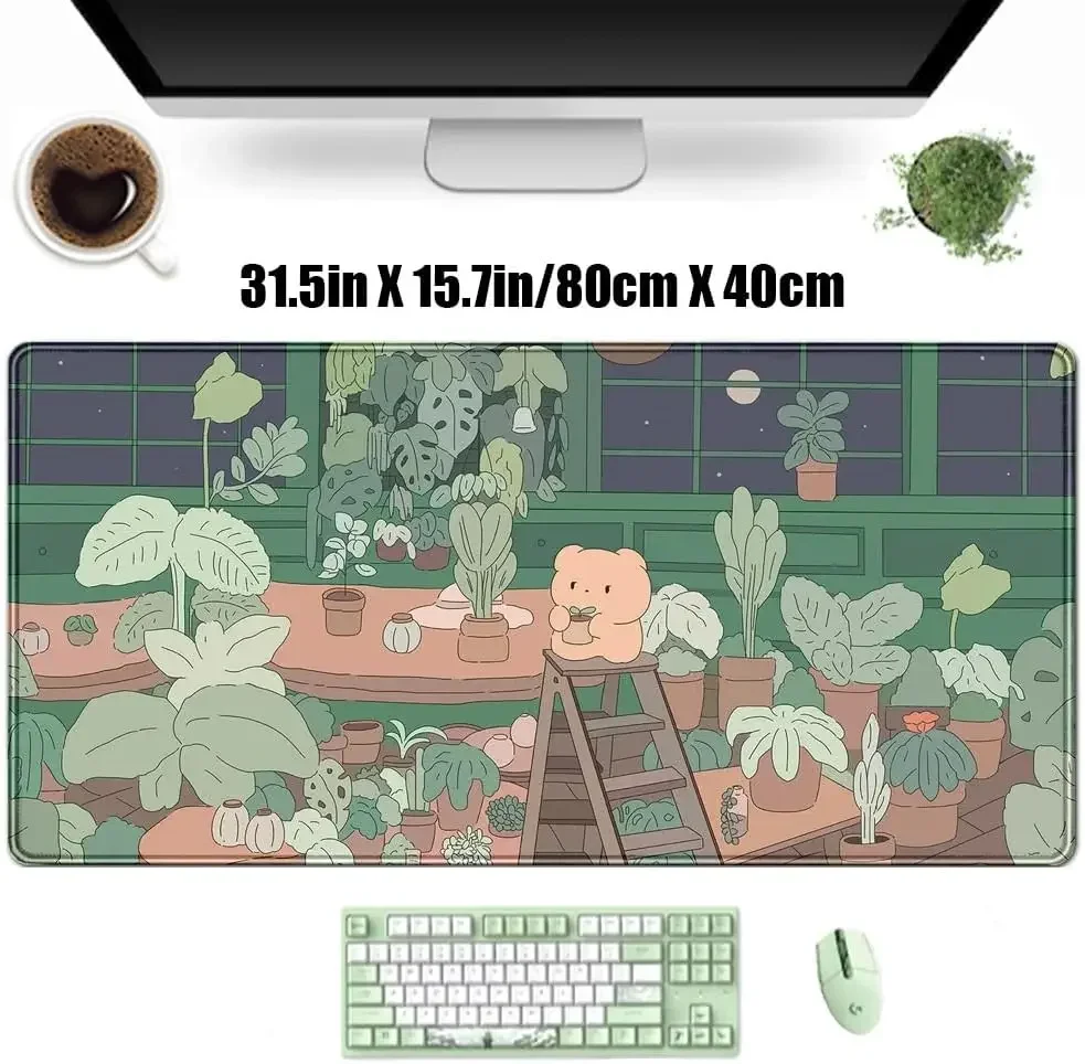 Kawaii Bear Large Gaming Mouse Pad XL Anime Green Desk Pads Cute Plant XXL 900x400 Rubber Anti-slip Keyboard Mat for Office Work
Kawaii Bear Large Gaming Mouse Pad XL Anime Green Desk Pads Cute Plant XXL 900x400 Rubber Anti-slip Keyboard Mat for Office Work