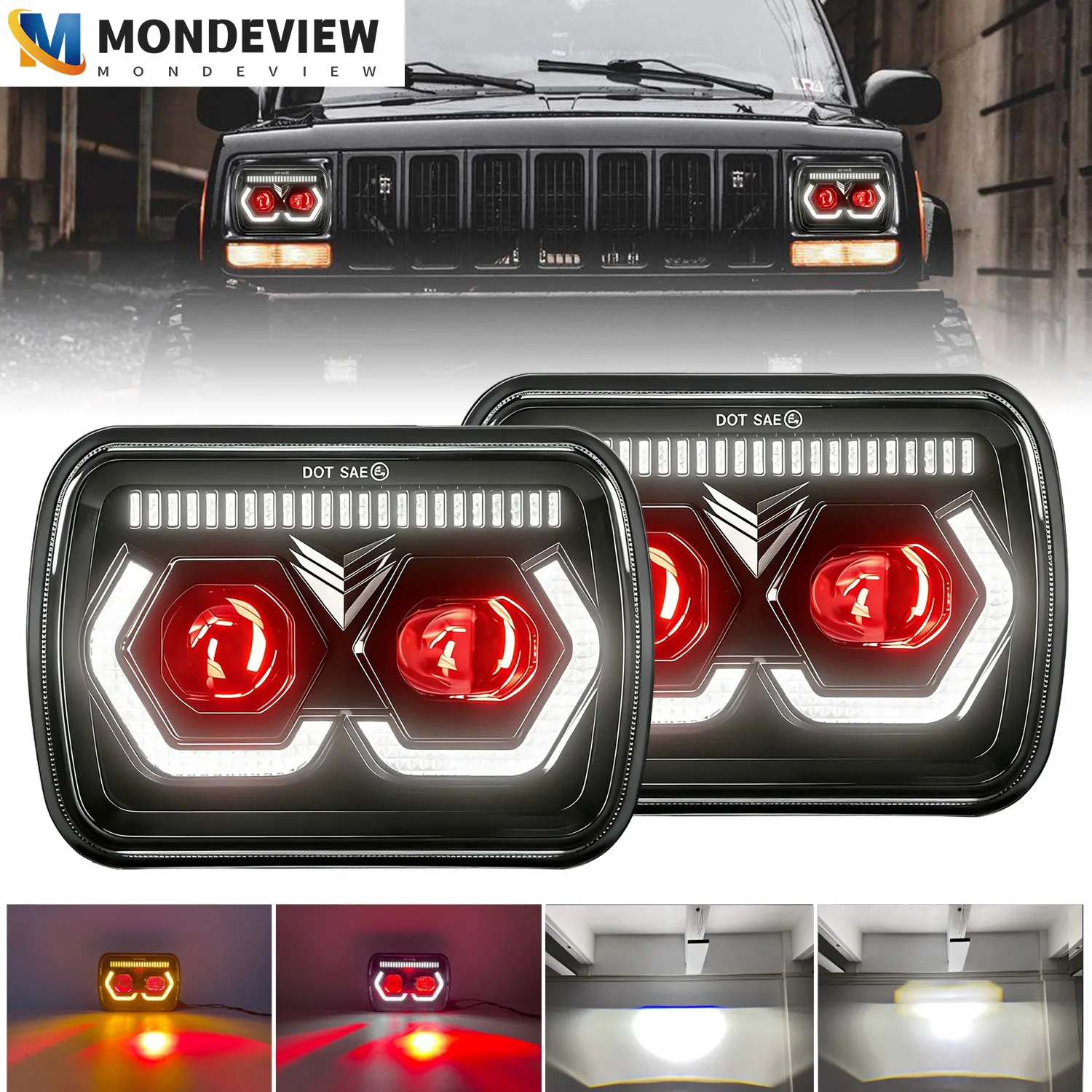 5x7 7x6 LED Headlight H4 Hi/Lo Beam DRL Turn Signal Waterproof IP67 CE RoHS for Jeep Truck SUV Motorcycle Universal MONDEVIEW
5x7 7x6 LED Headlight H4 Hi/Lo Beam DRL Turn Signal Waterproof IP67 CE RoHS for Jeep Truck SUV Motorcycle Universal MONDEVIEW